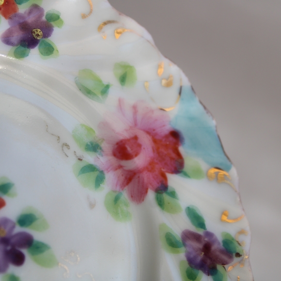 Floral Hand-Painted Decorative Plate with Gold Accents - Picture 8 of 9